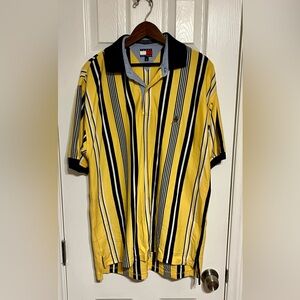 Vintage Tommy Hilfiger Men's‎ Yellow Striped Polo Shirt